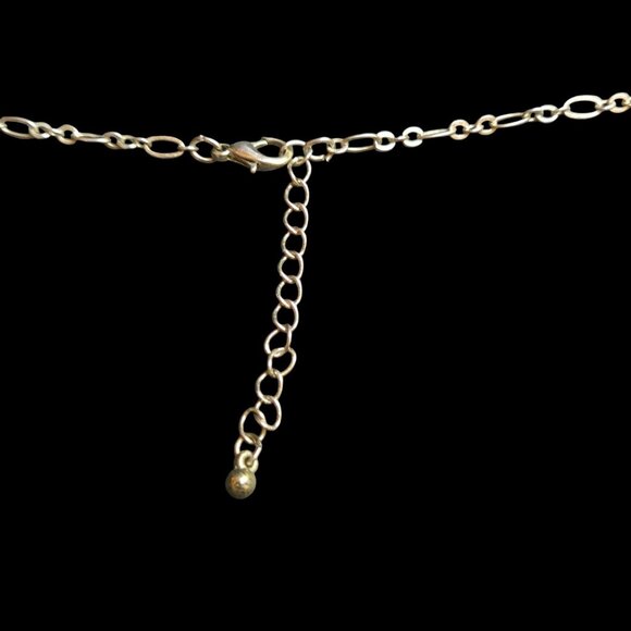 Boho Tassel Fashion Necklace Gold Brass Tone Brown Beads Blue Rhinestones 28" - Picture 5 of 7